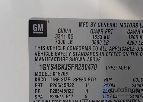 2015 Cadillac Escalade Luxury z USA, uszkodzony, nr VIN 1GYS4BKJ5FR230470